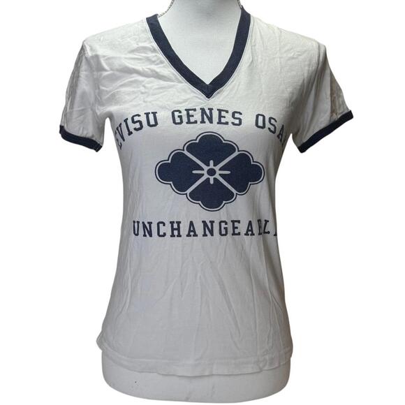 Evisu Women's White and Blue Blous - Picture 1 of 3